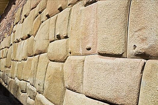 特写,石墙,库斯科市,秘鲁
