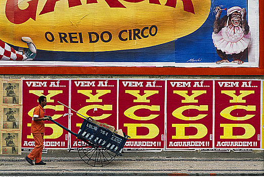 男性,街道,清洁员,走,广告牌,里约热内卢,巴西