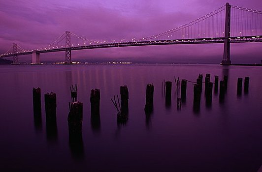 吊桥,湾,海湾大桥,旧金山,加利福尼亚,美国