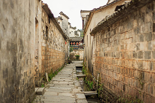 中国宏村古老的街道