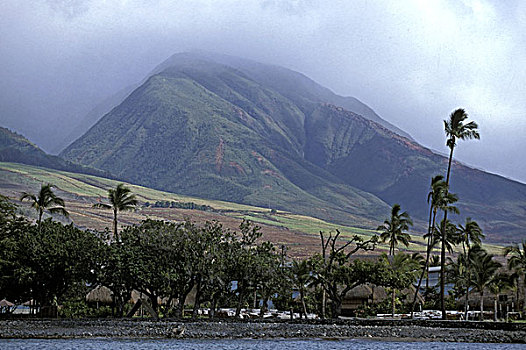毛伊岛,夏威夷,海滩,山