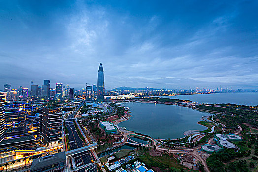 中国广东深圳南山后海中心区夜景