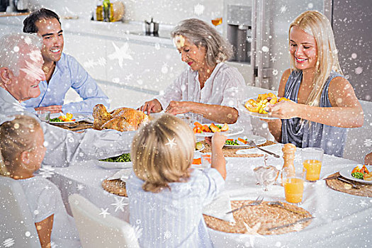 幸福之家,吃,感恩节,晚餐
