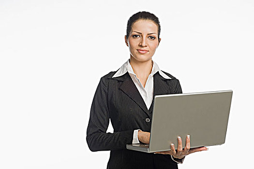 肖像,职业女性,工作,笔记本电脑