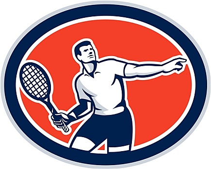 网球手,球拍,椭圆,复古