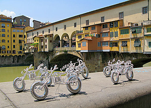 纪念品,摩托车,玩具,出售,维奇奥桥,古桥,佛罗伦萨,意大利