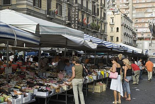市场,靠近,广场,那不勒斯,坎帕尼亚区,意大利