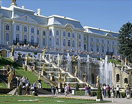 大喷泉,宫殿,彼得宫,彼得斯堡,俄罗斯