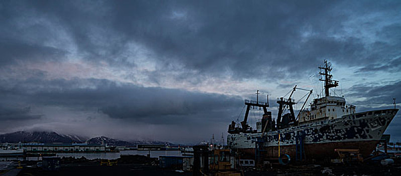 老,残骸,港口,雷克雅未克,冰岛