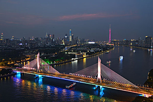 广州珠江夜景,海印桥