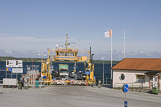 渡轮,码头,通道,岛屿,哥特兰岛,瑞典