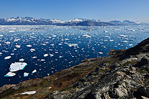 风景,上方,峡湾,东方,格陵兰,北美