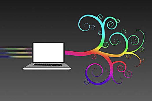 笔记本电脑,彩色,螺旋,设计