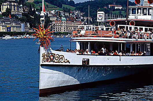 瑞士,卢塞恩,卢塞恩湖,桨轮船