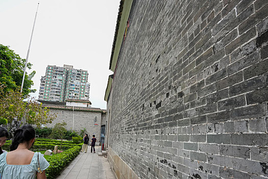 羊城广州阴天的陈家祠古建筑群特写