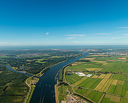 河,流动,农田,后面,北海,海岸,靠近,阿姆斯特丹,荷兰,欧洲