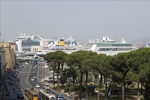 道路,港口,游船,那不勒斯,坎帕尼亚区,意大利南部,欧洲