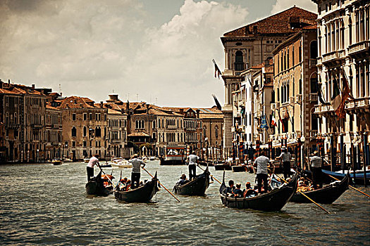 多,小船,运河,威尼斯,意大利
