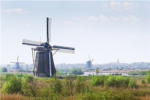 风车,小孩堤防风车村,荷兰