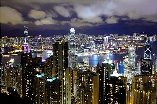 香港,风景,顶峰,夜晚