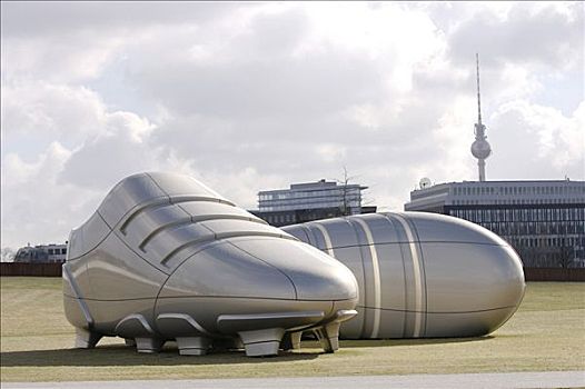 概念,走,柏林,过去,巨大,雕塑,现代,足球,鞋