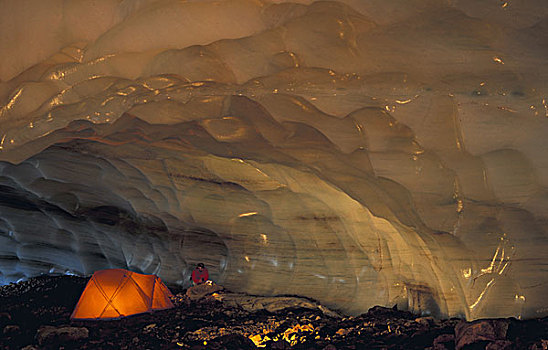 露营,冰,洞穴,碧玉国家公园,艾伯塔省,加拿大