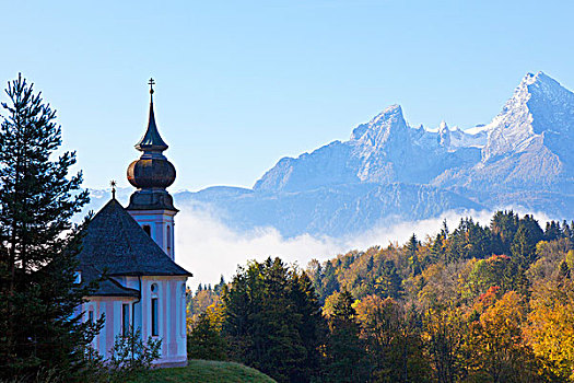 朝圣教堂,玛丽亚-格恩,瓦茨曼山,巴伐利亚,德国,欧洲