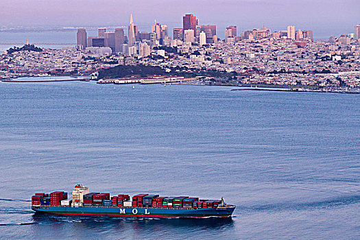货船,转,旧金山湾,加利福尼亚,美国
