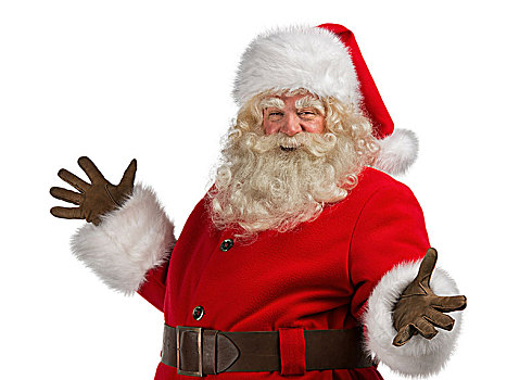圣诞快乐,圣诞老人,欢迎,手势,隔绝,白色背景,背景
