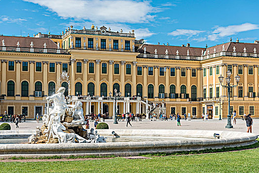 维也纳,奥地利,欧洲,宫殿,日出,喷泉,前院,雕塑,加利西亚,特兰西瓦尼亚
