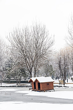 河北省石家庄正定县,云居湖公园雪景