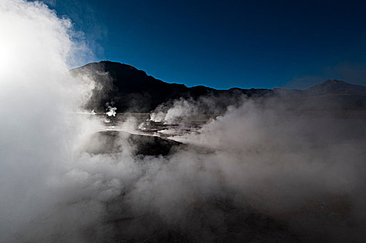 蒸汽,上升,厄尔塔迪奥,间歇泉,地点,阿塔卡马沙漠,智利