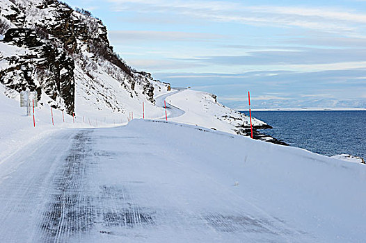 积雪,主路,挪威,欧洲