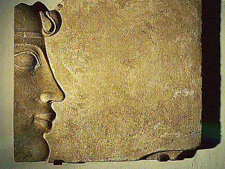 碎片,浮雕,展示,侧面,埃及,国王,穿
