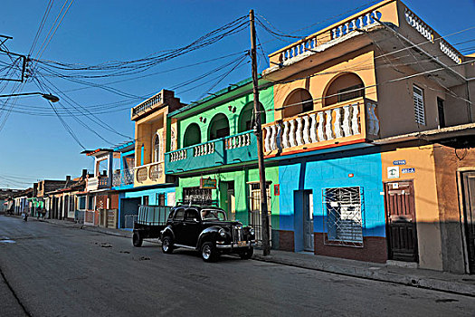 加勒比,古巴,圣斯皮里图斯,特立尼达,街道,黑色,汽车