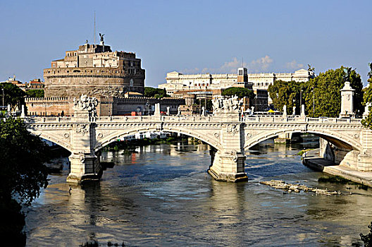 桥,台伯河,城堡,天使,罗马,拉齐奥,意大利,欧洲