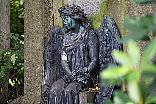 天使,雕塑,墓地,汉堡市