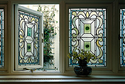 爱德华时代,房子,彩色玻璃窗