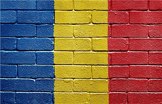 旗帜,罗马尼亚,砖墙