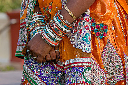 彩色,婚礼,服饰,纱丽,肖像权,粉红,城市,斋浦尔,拉贾斯坦邦,印度