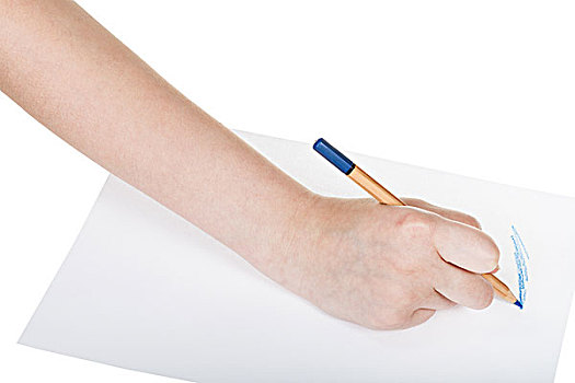手,木质,蓝色,铅笔,纸