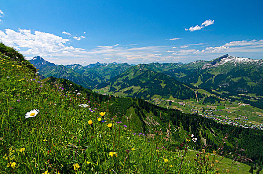 风景,山,上方,克莱恩瓦泽泰,小,山谷,奥地利,欧洲