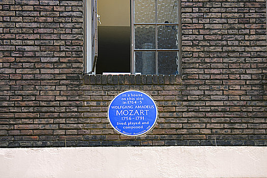 英格兰,伦敦,伦敦西区,蓝色,英国遗产,牌匾,墙壁,房子,莫扎特,场所