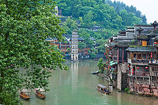 河,场景,老城,湖南,中国
