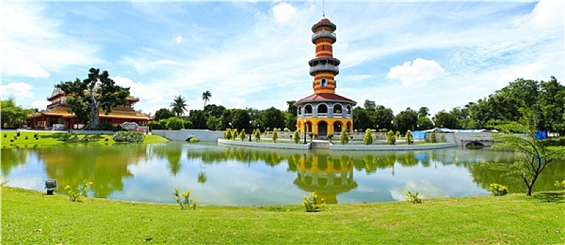 风景,泰国,皇家,住宅,挽巴茵夏宫,皇宫,大城府