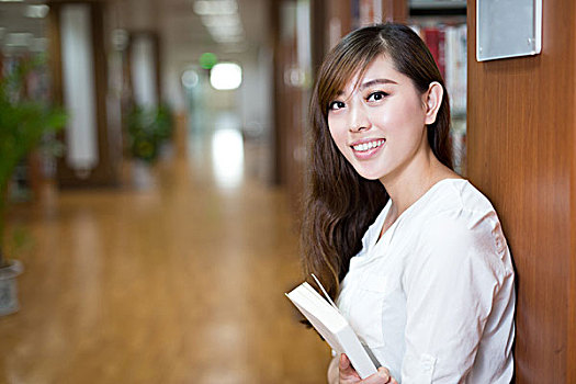 亚洲人,美女,女学生,拿着,书本,图书馆,头像