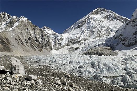 上方,昆布,冰河,萨加玛塔国家公园,尼泊尔