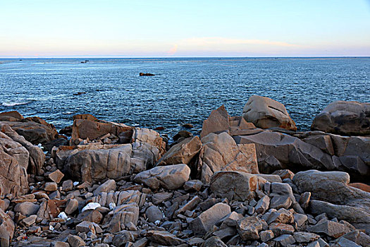 福建诏安海边栈道美丽沙滩岛屿日落大海