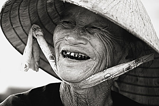 女人,戴着,锥形,帽子,越南