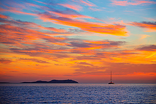 伊比萨岛,日落,巴利阿里群岛,西班牙